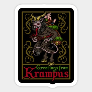 Greetings From Krampus - Christmas Devil Gift Sticker